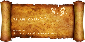 Milus Zoltán névjegykártya